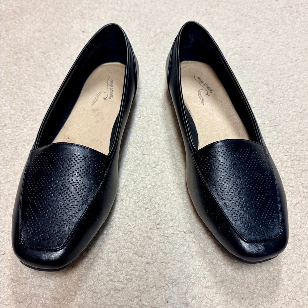 Black Perforated Leather Comfort Loafers